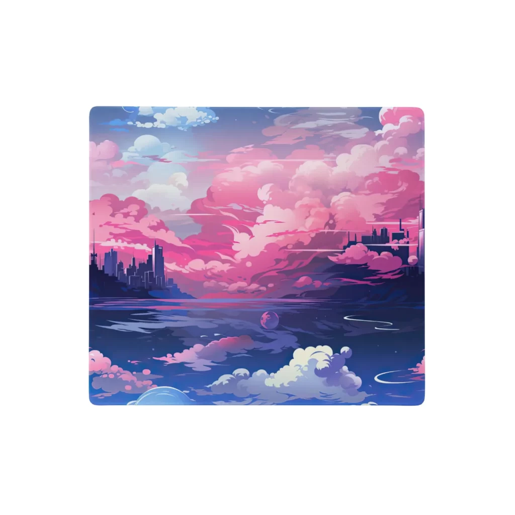 פד גיימינג קטן משטח למחשב בסגנון אנימה עננים סגולים לעכבר ומקלדת