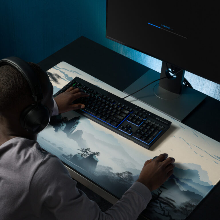 פד גיימינג מחשב פסגות הרים מושלגות ועננים עיצוב מיוחד לעכבר ומקלדת מחשב