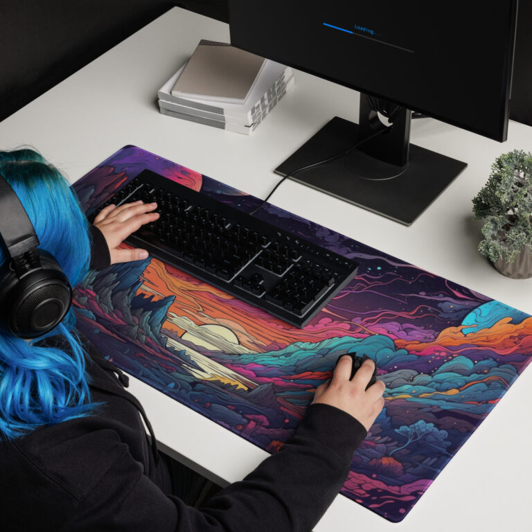 פד מחשב גדול איור גרפי עננים צבעוניים