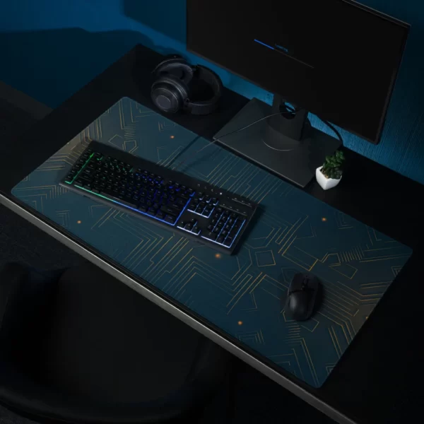 פד עכבר ומקלדת מחשב לגיימינג קווים סימטריים עתידני