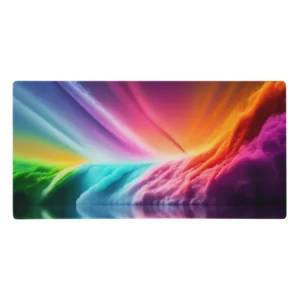 פד גיימינג צבעוני קשת עם השתקפות אור לעכבר ומקלדת מחשב