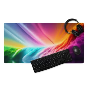 פד גיימינג צבעוני קשת עם השתקפות אור לעכבר ומקלדת מחשב