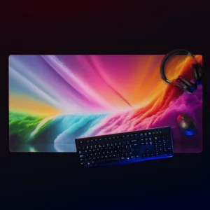 פד גיימינג צבעוני קשת עם השתקפות אור לעכבר ומקלדת מחשב