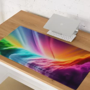 פד גיימינג צבעוני קשת עם השתקפות אור לעכבר ומקלדת מחשב