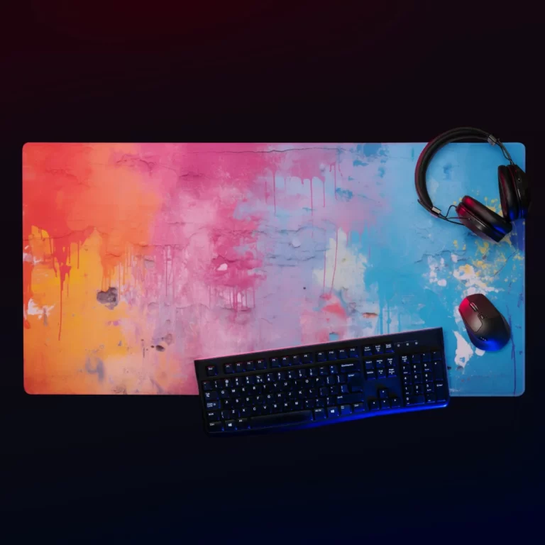 משטח פד גיימינג גדול עכבר ומקלדת צבעי געש צבעוני