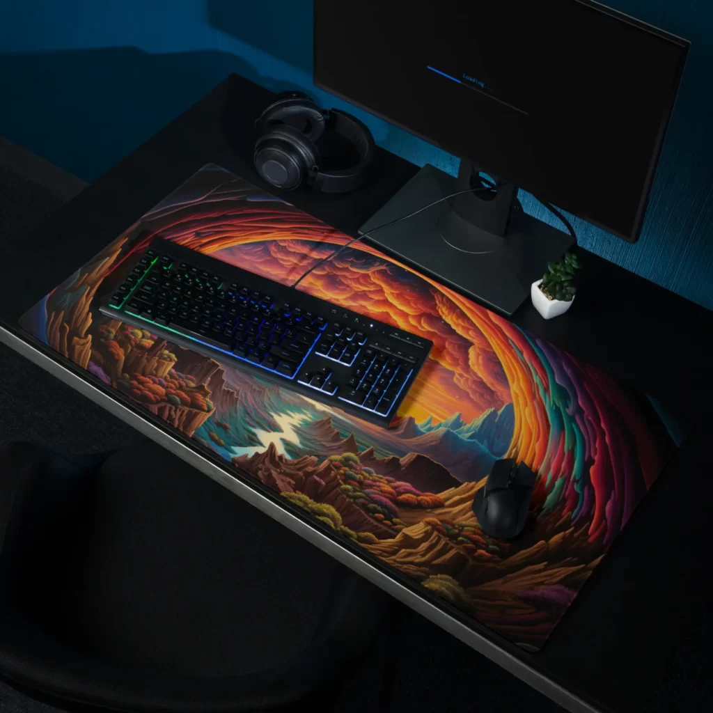 פד לעכבר גיימינג “שקיעת הרים” – משטח ענק לעכבר