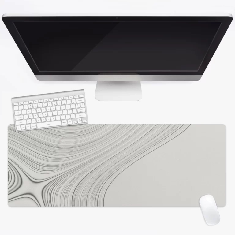 פד עכבר ומקלדת מחשב משטח גיימינג גדול למחשב צבע לבן קווים