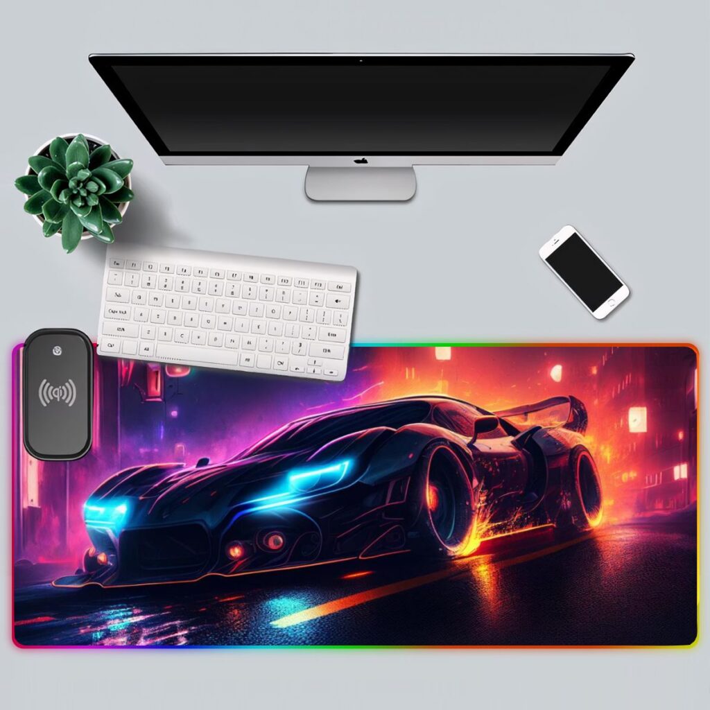 משטח גיימינג מכונית על-סייברפאנק LED