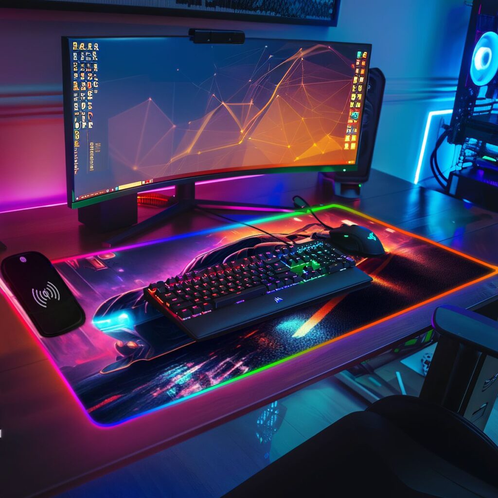משטח גיימינג מכונית על-סייברפאנק LED