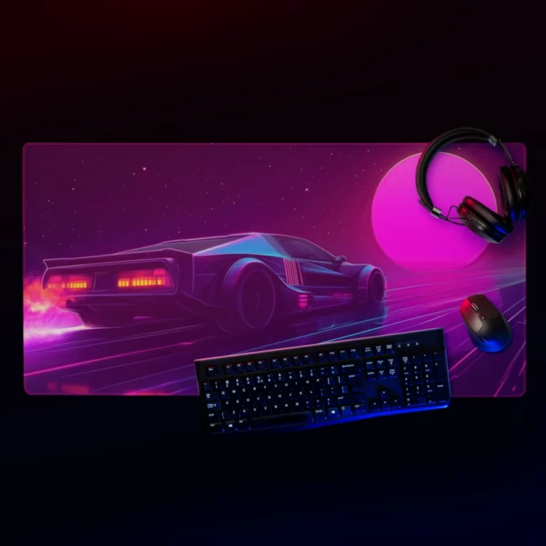 פד-מחשב-לעכבר-גיימינג-משטח-גדול-Cyber Car - רכב על ספורטיבי בסגנון רטרו דיגיטלי