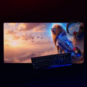 פד משטח לעכבר ומחשב גיימינג בסגנון ישראל כחול לבן (3)