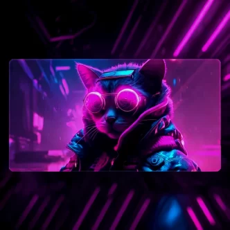 פד לעכבר בסגנון חתול עתידני בסגנון סייבר פארנק