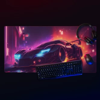 תמונה ראשית פד לעכבר ולמקלדת בסגנון מכונית עתידנית צבעים כחול סגול