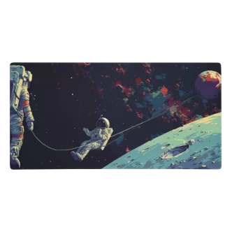 פד משטח לעכבר ומקלדת מחשב בסגנון אסטרונאוטים בחלל וינטג' (9) גודל 40X90 סמ